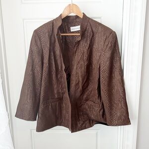 Alfred Dunner Brown Snake Design Open Blazer Size 16